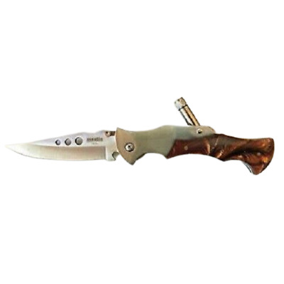 COLTELLO AUSONIA CON FODERO NERO MANICO CORNO LAMA DAMASCATA CODICE 26280 