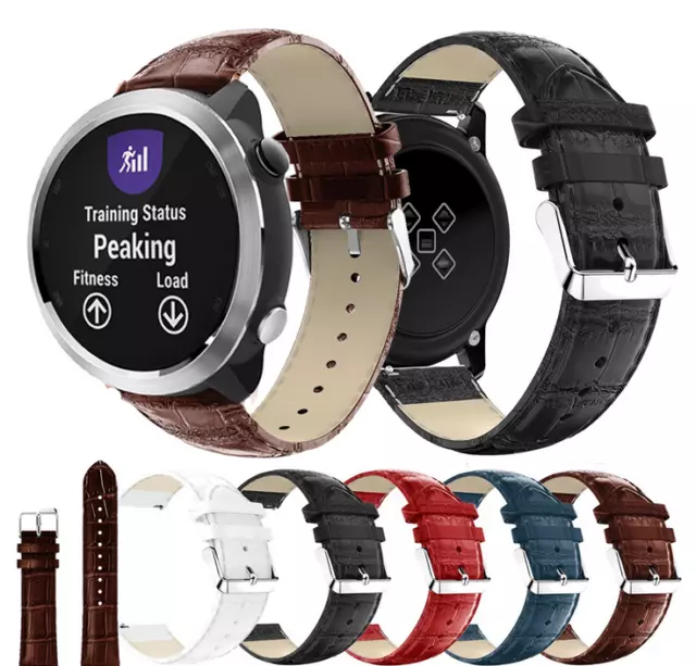 For Garmin Forerunner 245/645 vivoactive 3  Vivomove HR Leather Strap Watch Band
