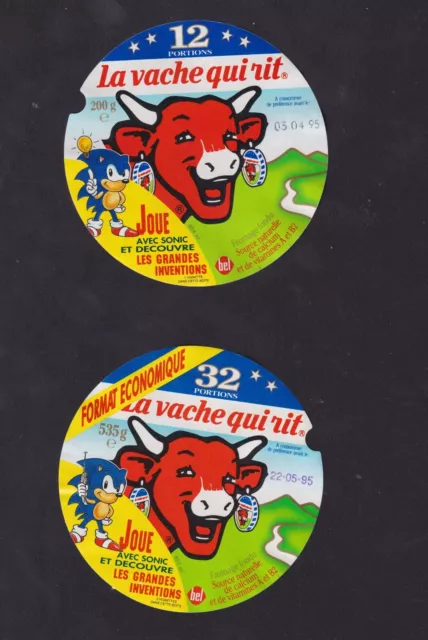 2 Ancienne  étiquette Fromage France BN167322  Vache qui Rit