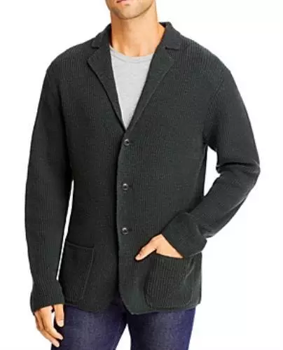 The Mens Store At Bloomingdales Notch Lapel Cardigan Sweater Wool Blend L NEW