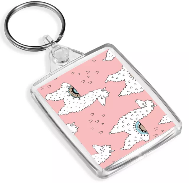 Cute Pink Llama Print Keyring - IP02 - Alpaca Lama Animal Cool Gift #8292