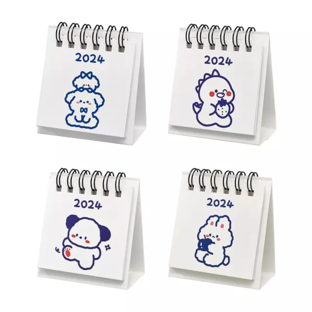 2024 Mini Desk Calendar Calendar Planner Twin Wire Binding Thick Paper Cartoon