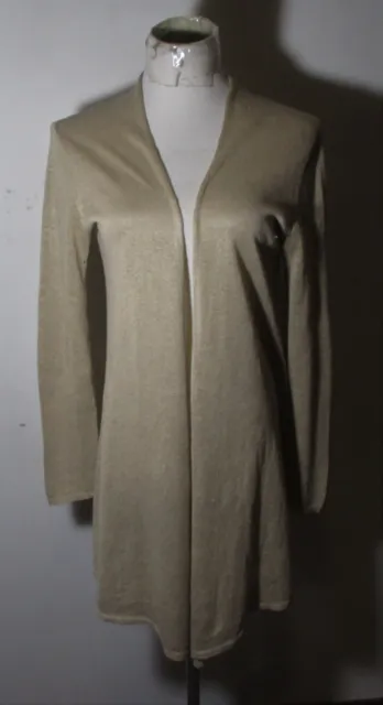 Women's JOAN VASS Tan 100% Linen Tunic cardigan Wrap Sweater Size S