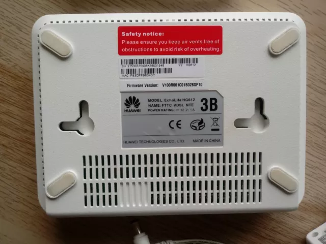 "BT Openreach Huawei HG612 3B VDSL/FTTC Glasfasermodem ""ENTSPERRT" 3