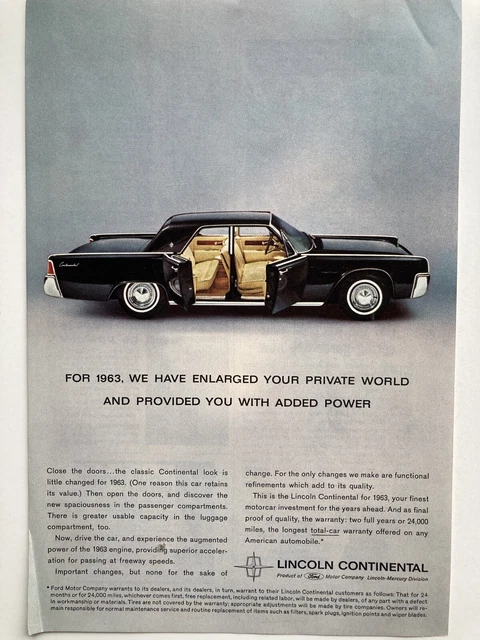 1963 Lincoln Continental 4 Door Suicide Print Ad