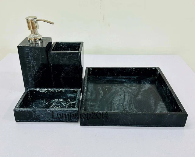 Bathroom Accessories Set 4 Piece Soap Dispenser,Tray,Soap Dish,Toothbrush Holder