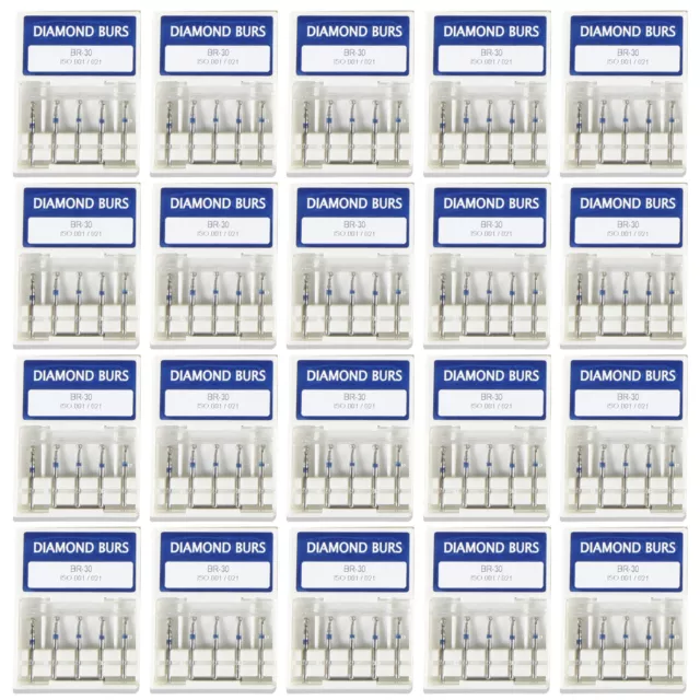 100pcs Dental Diamond Burs Ball Round FG 1.6mm BR-30 fit High Speed Handpiece