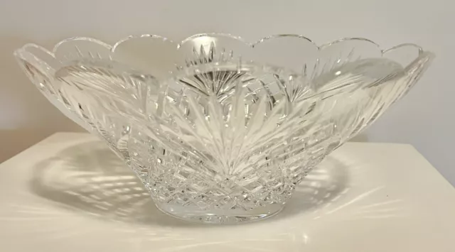 MAGNIFICENT HERITAGE IRISH CRYSTAL SHANNON CUT 11” Flared Bowl Scalloped NEW