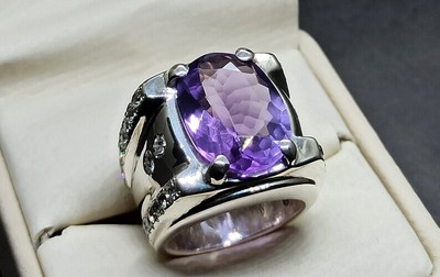 APS Naturel Gemme Améthyste Avec 925 Bague en Argent pour Hommes #AP326 