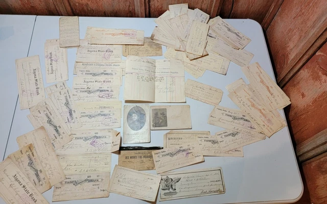 Huge Lot Of 1800's Bank Notes, Receipts, Postcards, Ledgers Northern Iowa