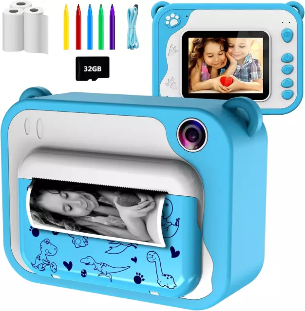 Kinder Digitalkamera, Sofortdruck Kameras für Jungen Mädchen, 2,0 Zoll Bildschirm, 1080P 5