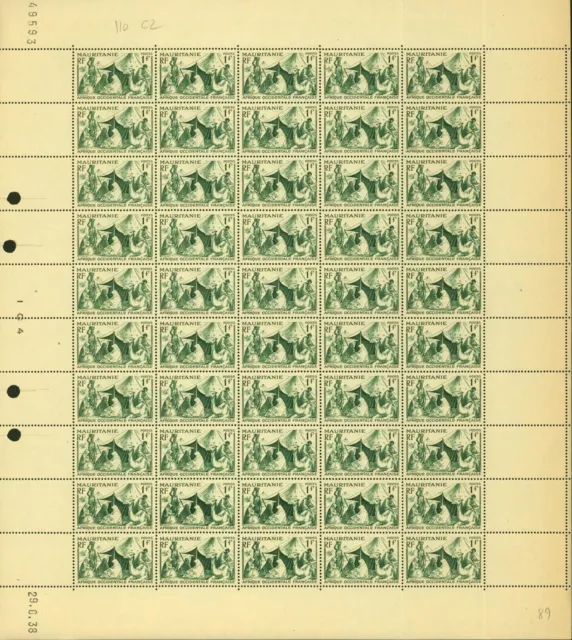 Mauritania -French Colony 1939- MNH. Yvert Nr.: 110. Sheet of 50(EB) AR1-01160