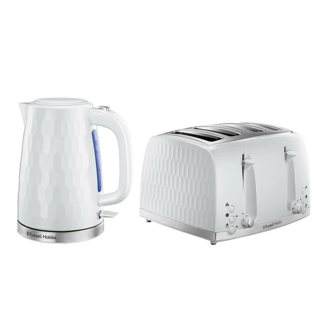 RUSSELL HOBBS Kettle & 4 Slice Toaster Set Textured Plastic