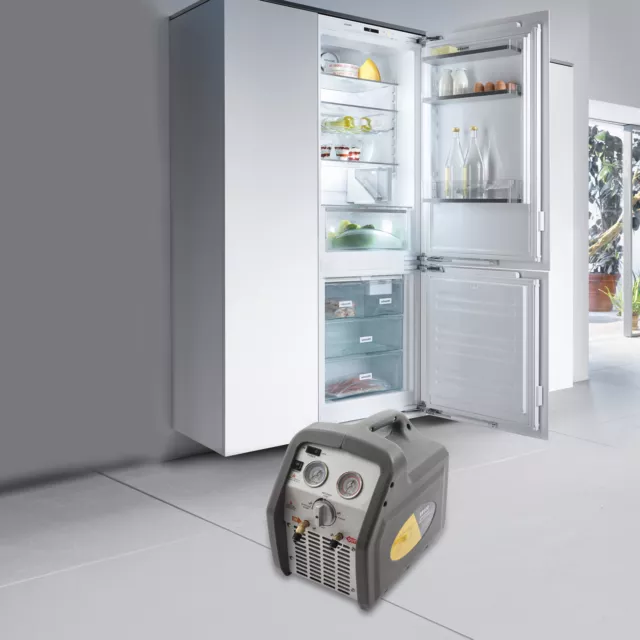 110V 60 Hz Portable Refrigerant Recovery Machine Dual Cylinder 1/2HP 558psi Grey