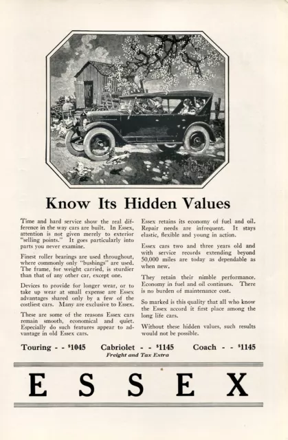 1923 ESSEX Automobile Car~ VINTAGE PRINT AD