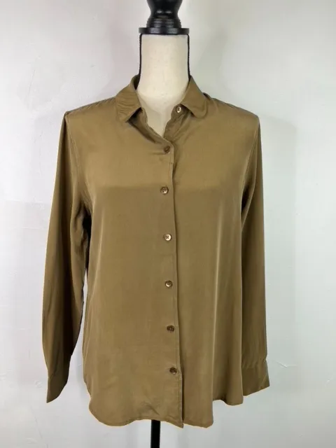 Everlane Women's Brown Long Sleeve Button Down Silk Shirt SZ S