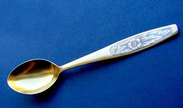 Gorgeous Teaspoon Spoon Russia Niello Северная Чернь 875er Silver C34
