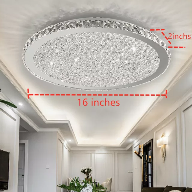Modern Crystal LED Ceiling Light Fixture Pendant Lamp Flush Mount Chandelier 30W