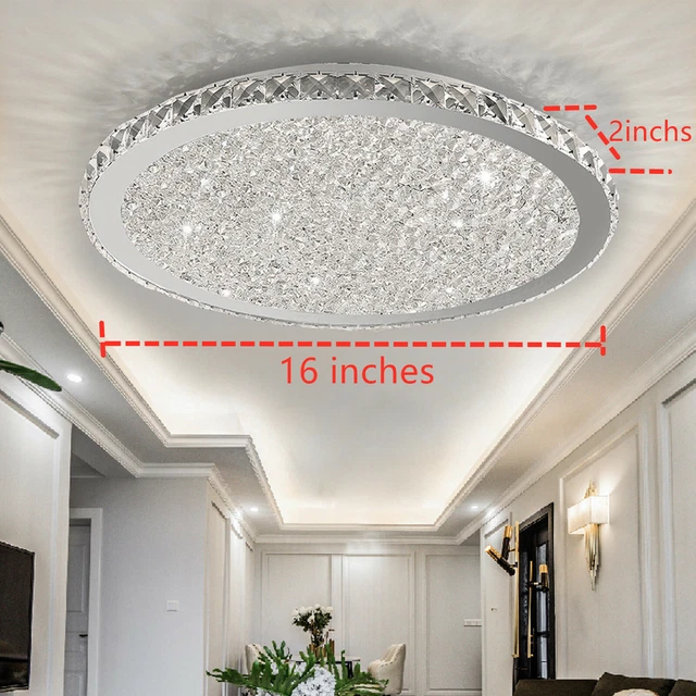 Modern LED Crystal Ceiling Light Flush Mount Pendant Lamp Round Chandelier US