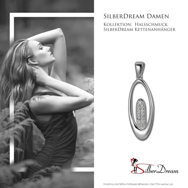 Silberdream Pendentif Ovale 925 Argent Ketten-Schmuck Zircon Blanc SDH406W 3