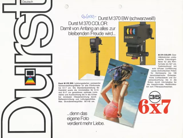 1983 Durst Prospekt 7/83 brochure enlarger prospectus M 370 BW + color