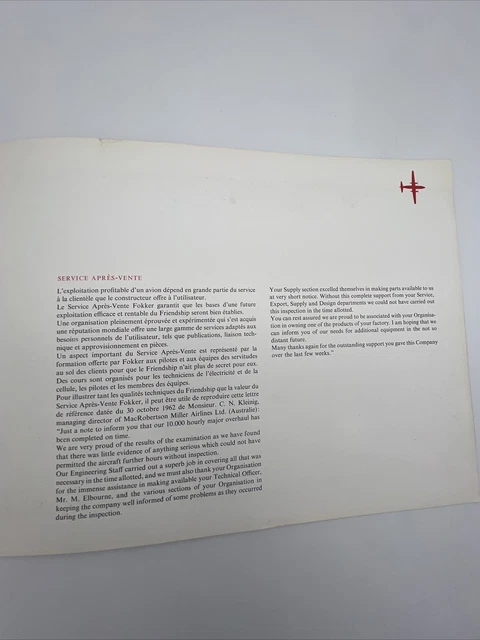 Fokker F.27 Friendship Airline Brochure Vintage 3
