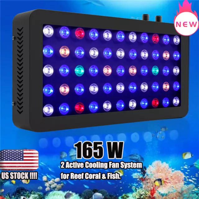 Phlizon 165W LED Aquarium Light Full Spectrum for 24"-30" Marine Reef Coral Tank