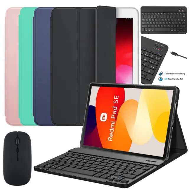 Bluetooth QWERTZ Tastatur Maus Hülle Für Xiaomi Redmi Pad SE 11 Zoll 2023 Tablet