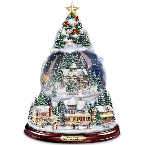 THE BRADFORD EXCHANGE Thomas Kinkade Musical Christmas Tree Snow Globe