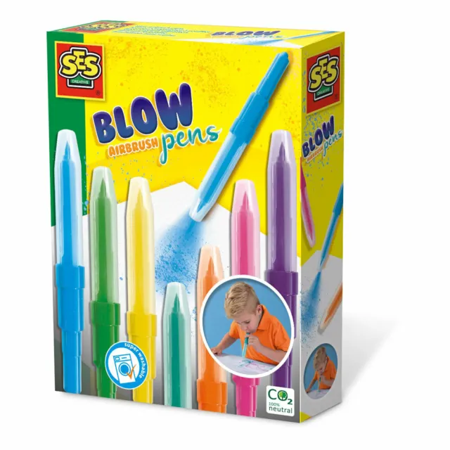 SES CREATIVE Children's Blow Airbrush Pens, Unisex, Five Years and Above