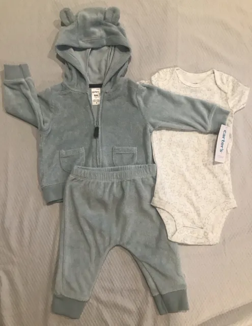 Carter’s Baby boy 3-Piece Bear Jacket, Bodysuit Pants Set 6 Months Baby New