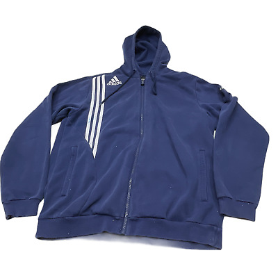 Adidas Hoodie Men Size Medium Blue Full Zip Jacket Long Sleeves Retro 90s FLAW