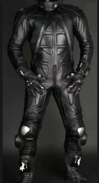 Black Motorcycle Leather Racing Biker Suit Motorbike Riding Suit