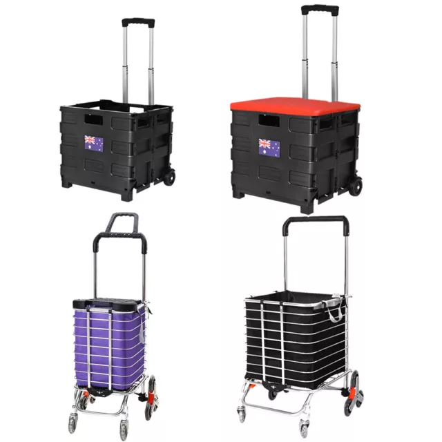 Foldable Shopping Cart Trolley Basket Rolling Folding Grocery Luggage Portable