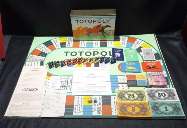 Vintage TOTOPOLY Board Game Waddingtons 1940s Horse-Racing