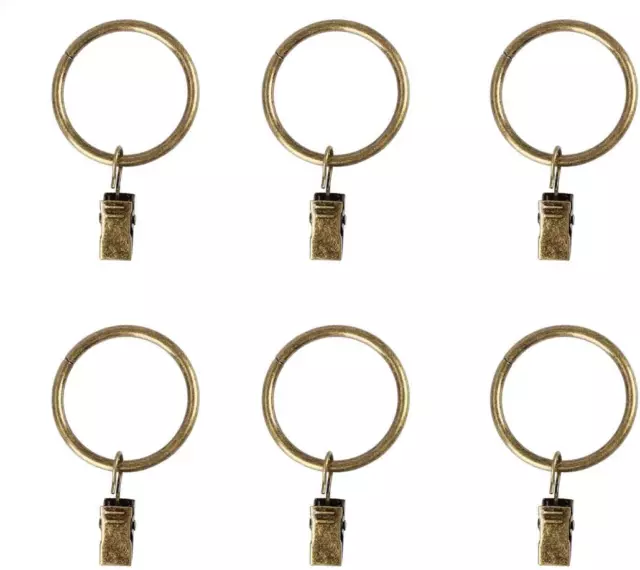 28 Pack Drapery Curtain Clip Rings,Curtain Rod Eyelet Clip Ring- Antique Brass