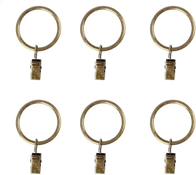 28 Pack Drapery Curtain Clip Rings,Curtain Rod Eyelet Clip Ring- Antique Brass