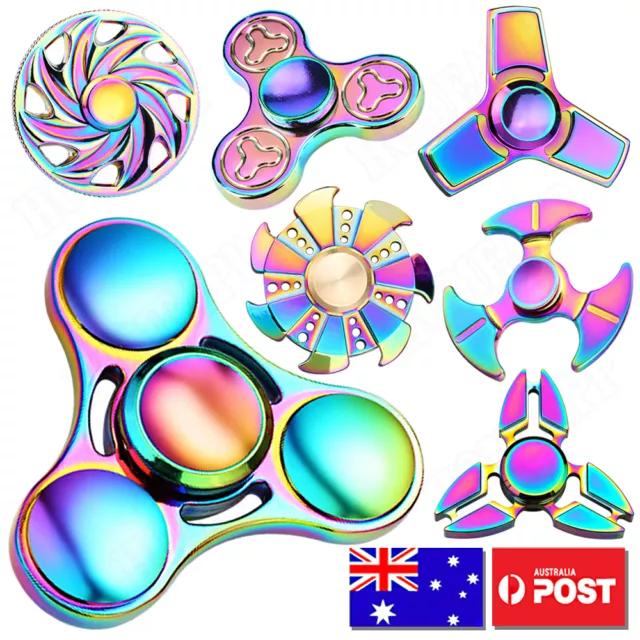 3D Rainbow Fidget Hand Spinner Finger EDC Focus Stress Reliever Toys Kids Adults