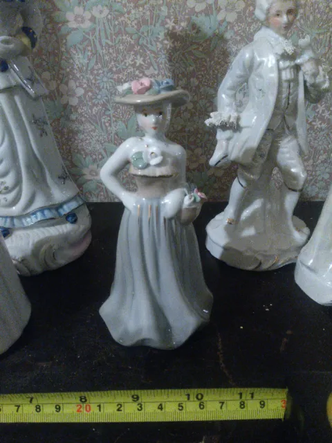 6 inch,Vintage,porcelain FIGURE figurine, ornament, elegant lady, blue and white