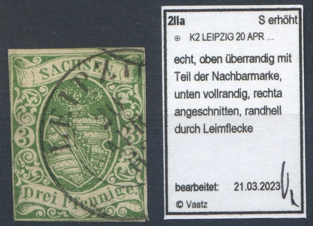 =Sachsen Mi.Nr.2 IIa gestempelt geprüft Vaatz BPP - 120 M€=