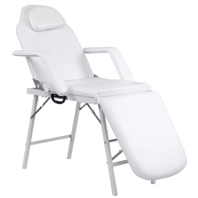 Costway 73"Portable Parlor Spa Salon Facial Bed Beauty Massage Table Chair white