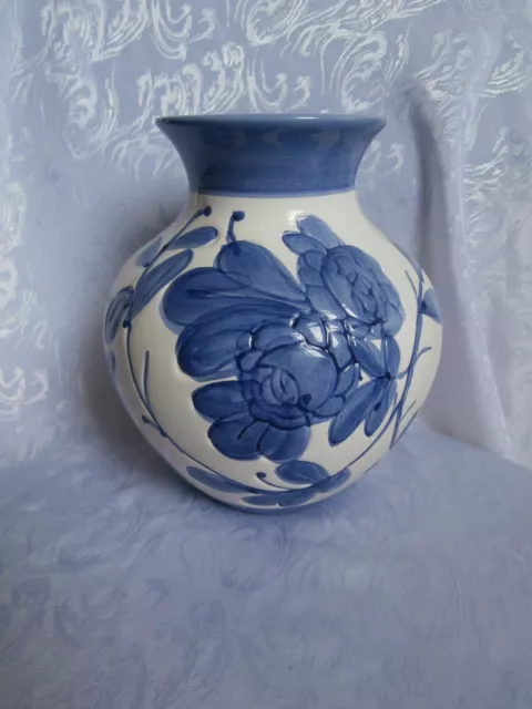 Vase Globe Peint À La Main Bleu Et Blanc Vase En Céramique À Motifs Floraux 7,5 Pouces