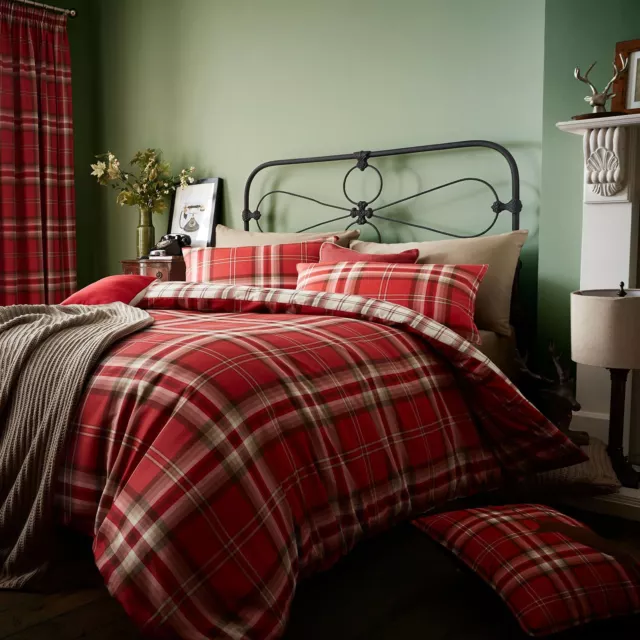 Catherine Lansfield Kelso Tartan Set Housse de Couette Double - Rouge