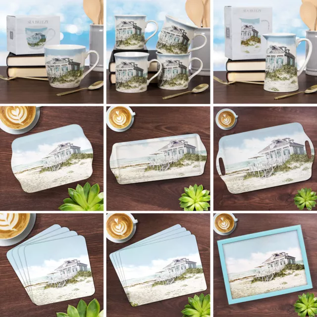 Sea Breeze Food Serving Trays Breakfast Dinner Laptray Drinks Mug Tableware Set