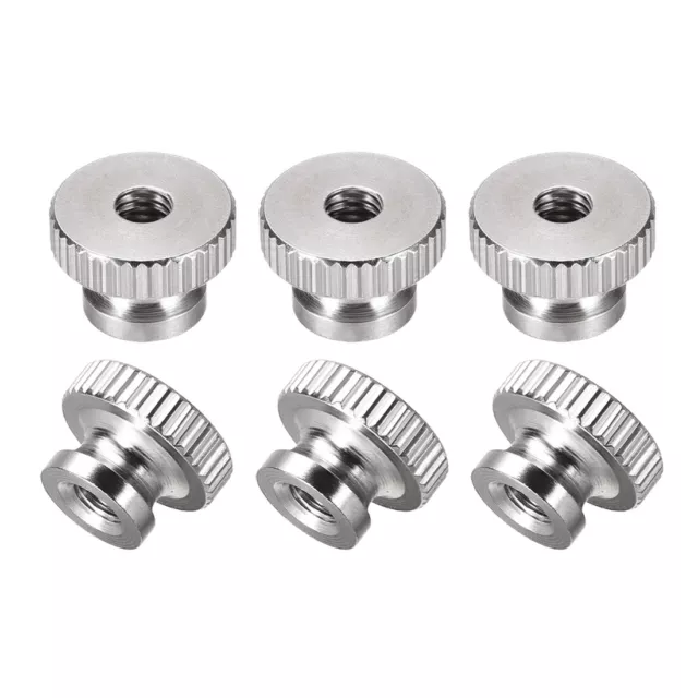 Moleté" écrous - M4 Rond Boutons avec Collier 304 Inox Acier - 6 Pcs