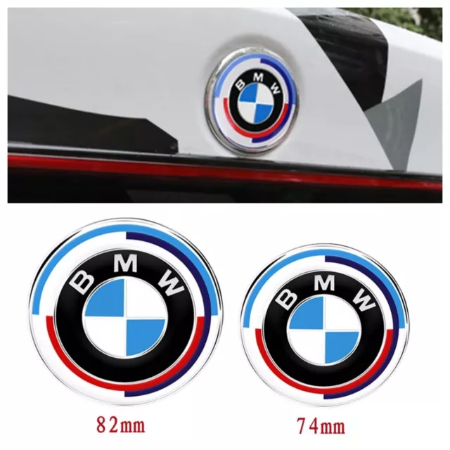2x 82MM+74MM 50 Jahre M Vorne Motorhaube +Hinten Heckklappe Für BMW Emblem