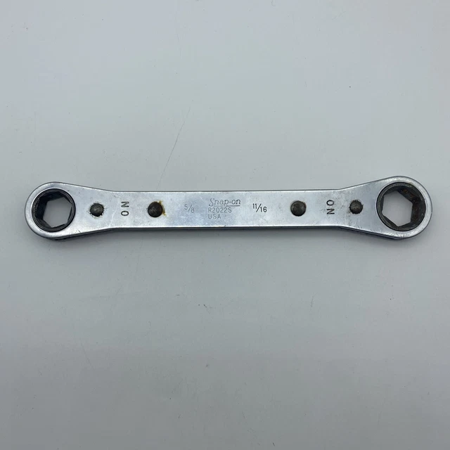 SNAP ON TOOLS R2022S Double Box End RATCHETING Wrench 5/8" x 11/16" USA