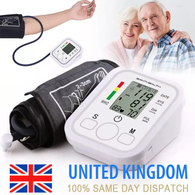 LCD Digital Automatic Blood Pressure Monitor Upper Arm BP Machine Heart Rate UK