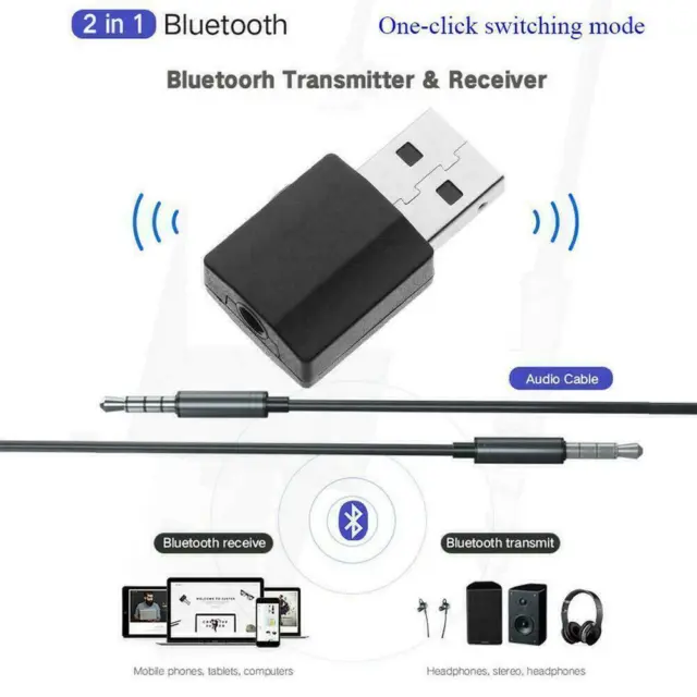 One-click Bluetooth Compatible Transmitter Receiver Stereo 2in1 Adapter U3N9