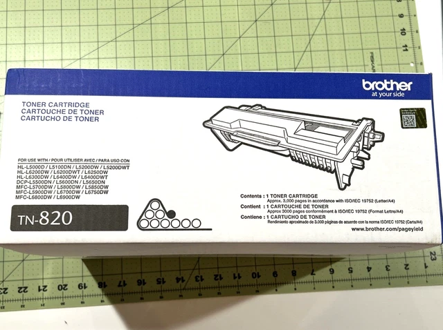 Brother Genuine TN820 Black Toner Cartridge DCP-L5500, HL-L5000, MFC-L5700...